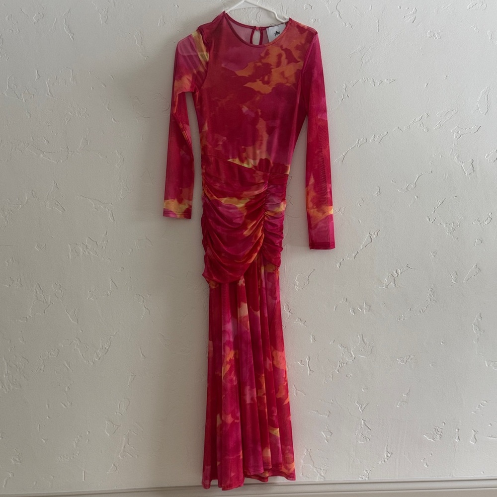 Vibrant Long-Sleeve Maxi Dress